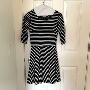 Black and white Striped Fit and Flare Dress Size 0 French Connection